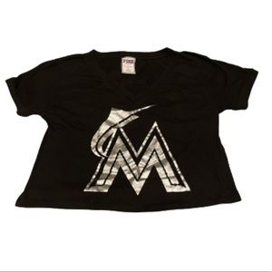 Love Pink Miami Marlins Baseball Crop Top